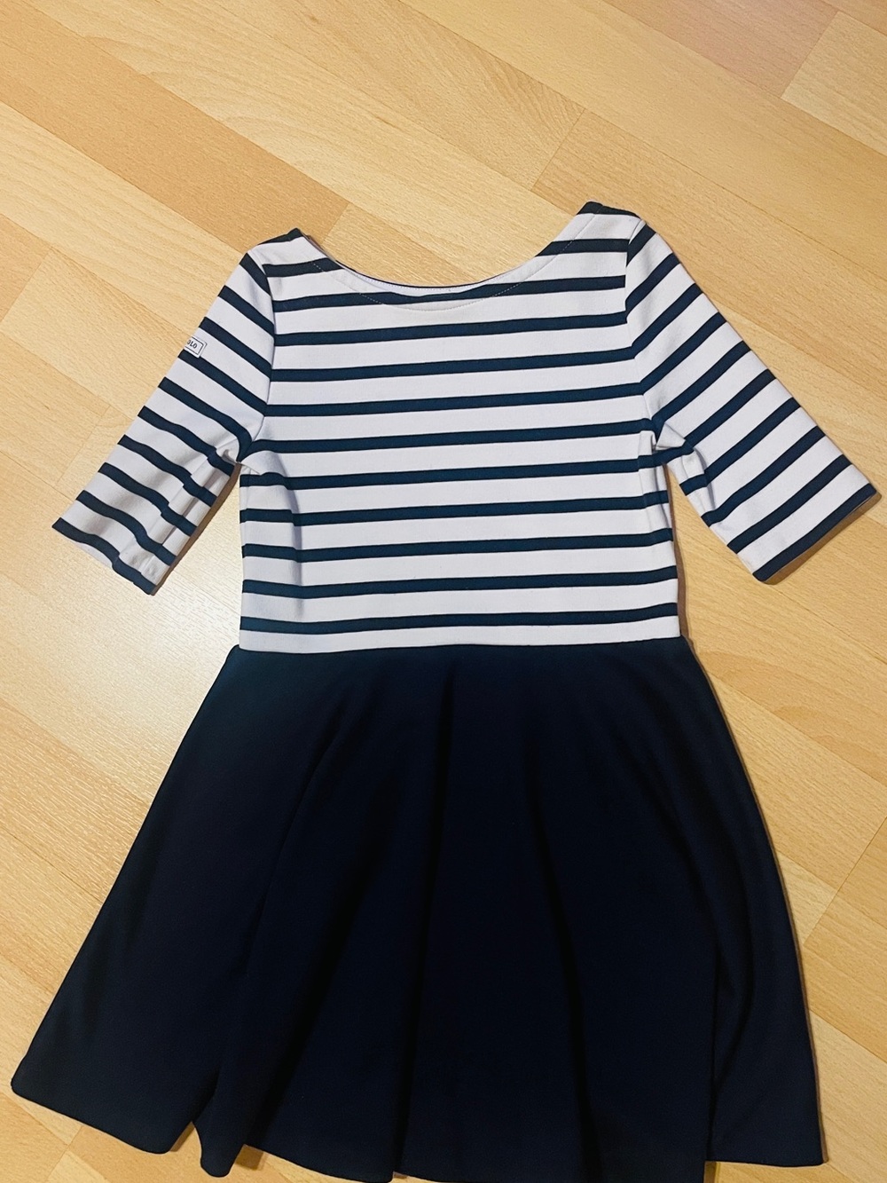 Polo by Ralph Lauren Navy and White Striped Fit-and-Flare Dress